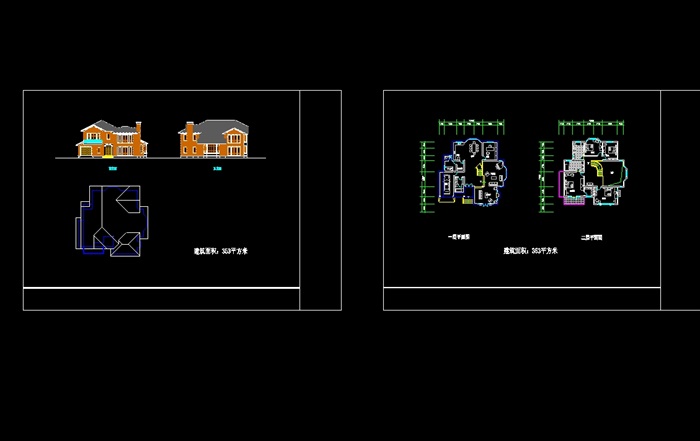 十三套别墅建筑设计cad平立面图(2)