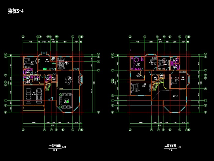 十三套别墅建筑设计cad平立面图(4)