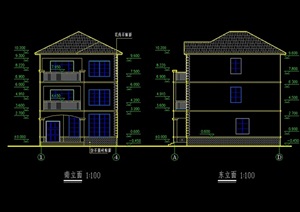 3层别墅全套建筑设计cad结构图