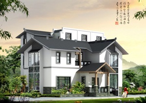 中式民族江南风格别墅建筑方案