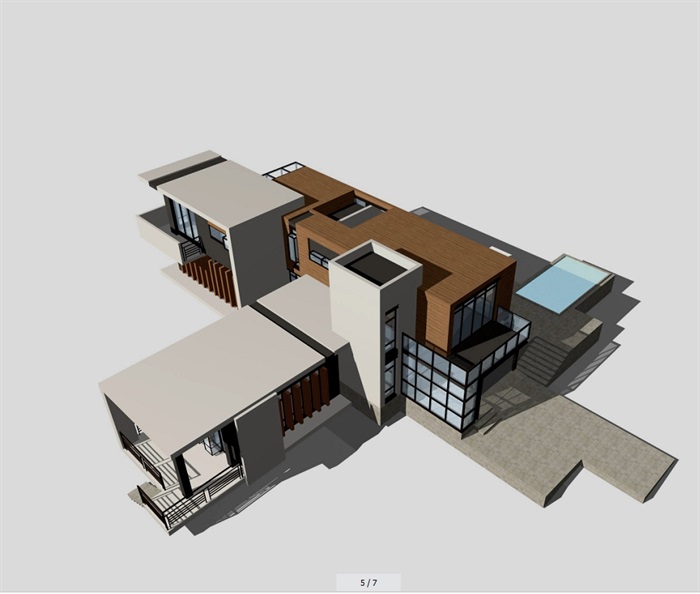 山地别墅建筑设计cad结构带效果图(1)