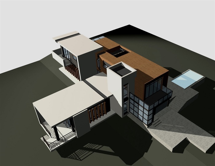 山地别墅建筑设计cad结构带效果图(3)