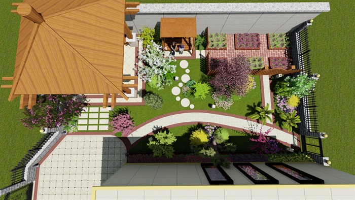 欧式花园庭院设计su模型