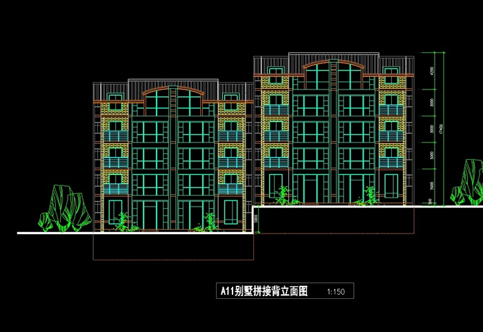 欧式多层小区住宅楼设计cad方案图(2)