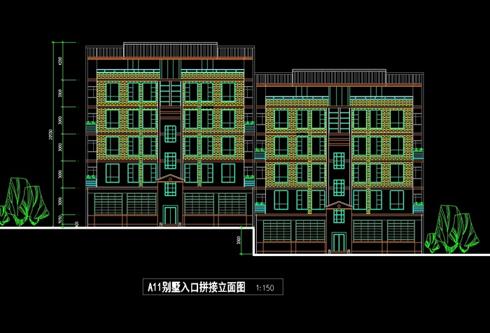 欧式多层小区住宅楼设计cad方案图(1)