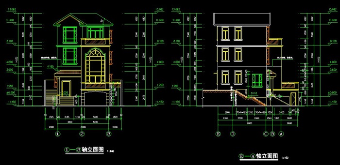 现代3层别墅建筑施工图纸(1)