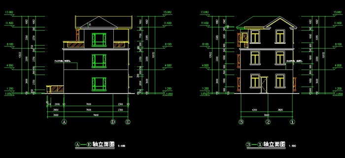 现代3层别墅建筑施工图纸(2)