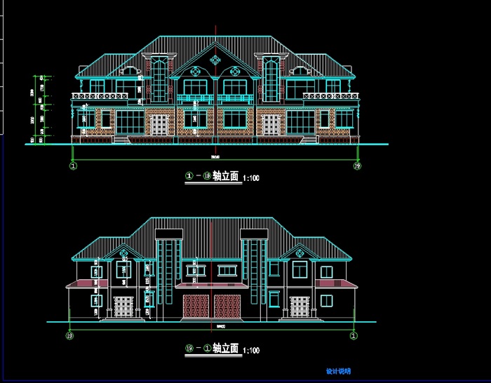 多层联排别墅建筑cad方案图(1)
