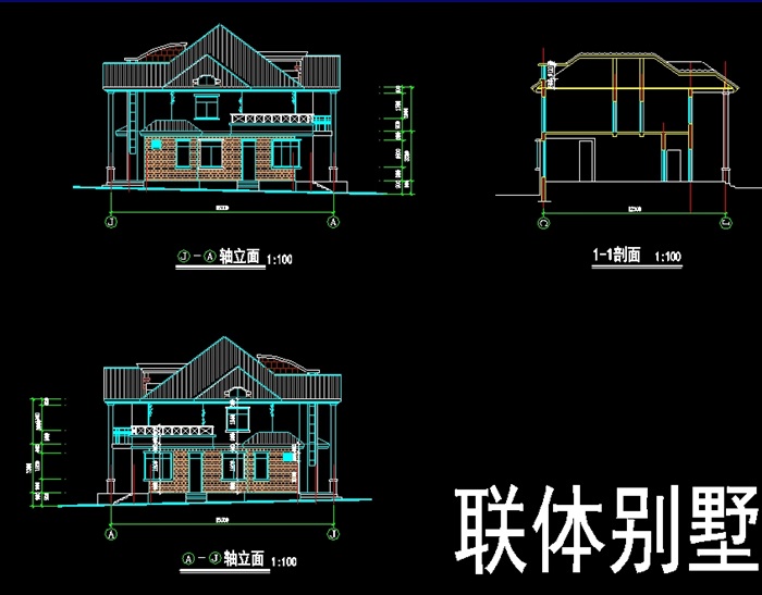 多层联排别墅建筑cad方案图(2)