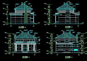 欧式独栋别墅建筑cad施工全图