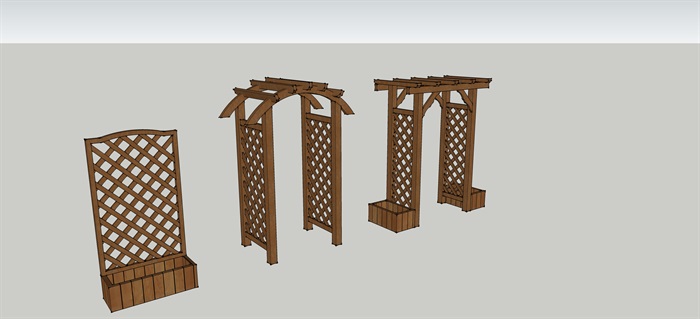 三款木制花架设计su模型