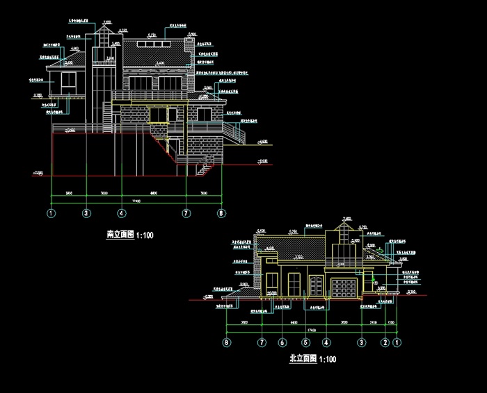 经典别墅B户型建筑设计cad施工图(1)