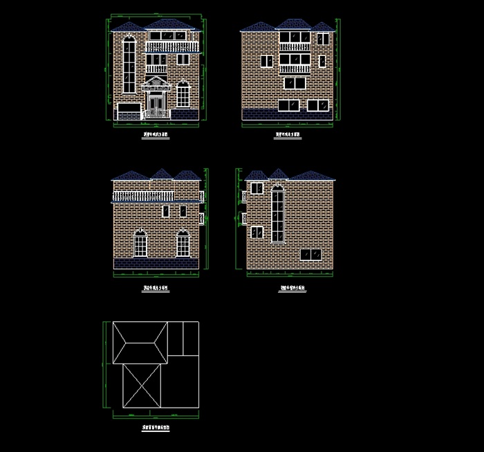 独栋多层别墅设计cad、jpg方案图(4)