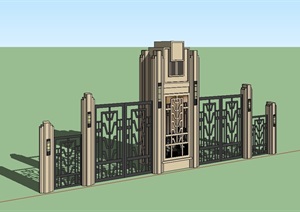 新古典风格独特的大门SU(草图大师)模型