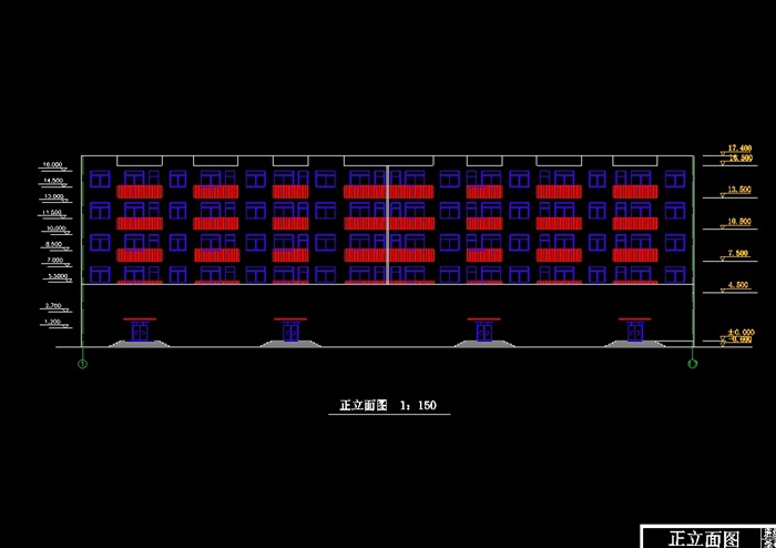 五层框架商住楼设计cad方案图(1)