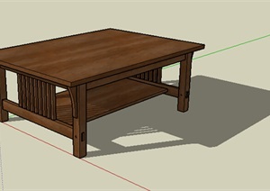现代室内详细的木质桌子设计SU(草图大师)模型