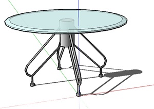 现代室内玻璃圆桌子SU(草图大师)模型