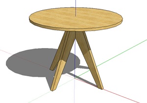 现代简约室内木质圆桌SU(草图大师)模型