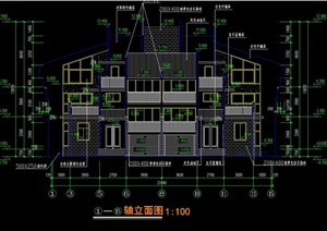 资兴联体中式别墅建筑设计cad施工图