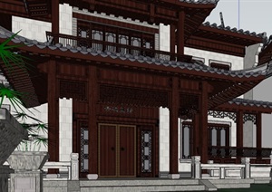 古典中式风格联排别墅群SU(草图大师)模型