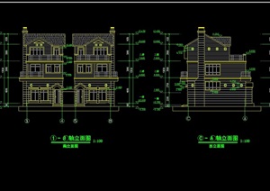 双联别墅建筑设计cad方案详图