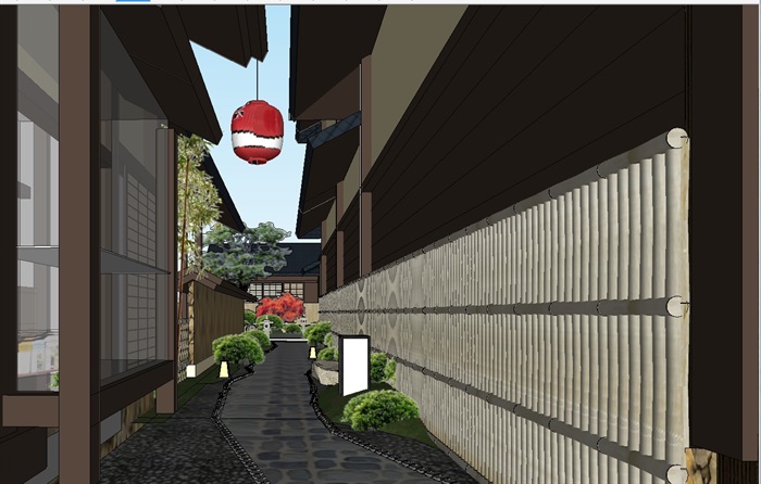 一个日式风情商业街建筑与景观规划方案SU模型(12)