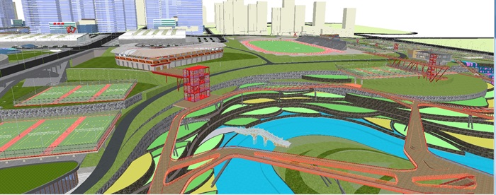 现代大型湿地体育公园景观规划方案SU模型(2)