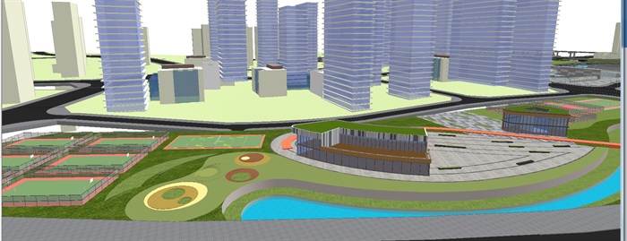 现代大型湿地体育公园景观规划方案SU模型(5)