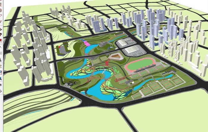 现代大型湿地体育公园景观规划方案SU模型(6)