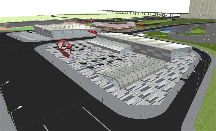 现代大型湿地体育公园景观规划方案SU模型(8)