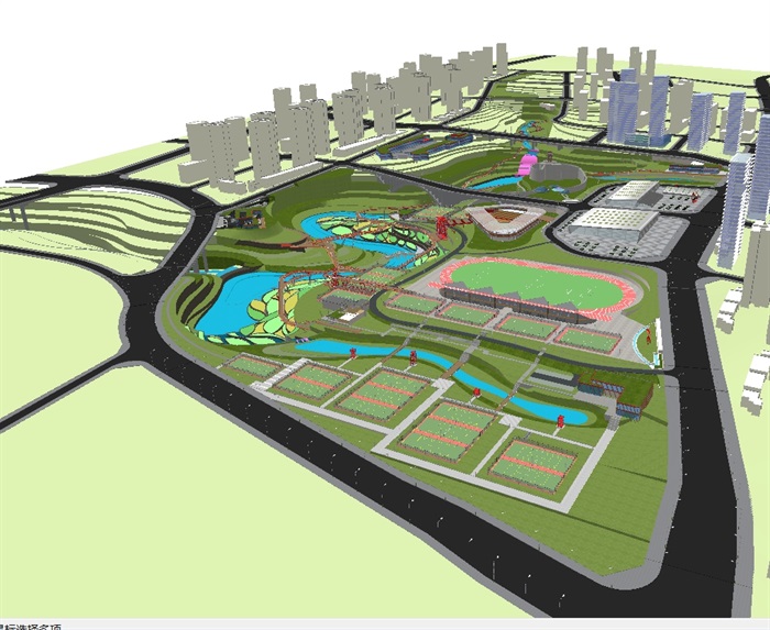 现代大型湿地体育公园景观规划方案SU模型(9)