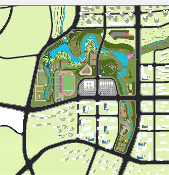 现代大型湿地体育公园景观规划方案SU模型(11)