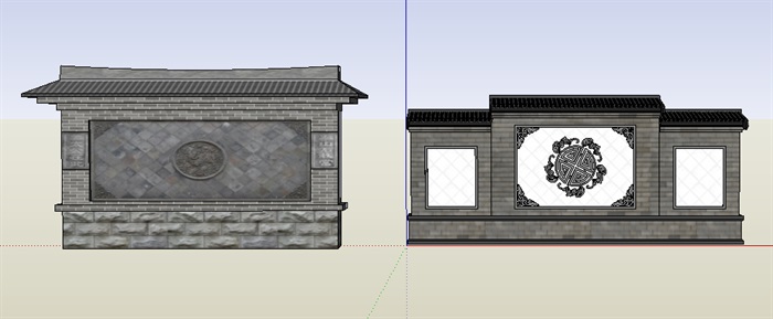 照壁景墙详细设计su模型