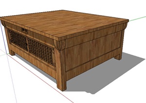 古典中式木质独特桌子SU(草图大师)模型