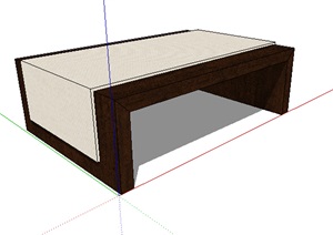 现代简约室内木质桌子SU(草图大师)模型