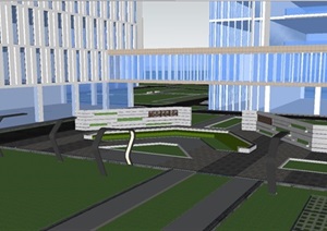 办公中心休闲广场精致见设计方案ＳＵ模型