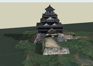 日本寺庙古建筑设计SU(草图大师)模型