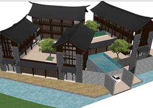 两个旅游度假小镇民宿建筑方案ＳＵ模型
