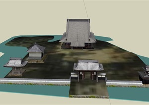 日本古建寺庙旅游建筑设计SU(草图大师)模型