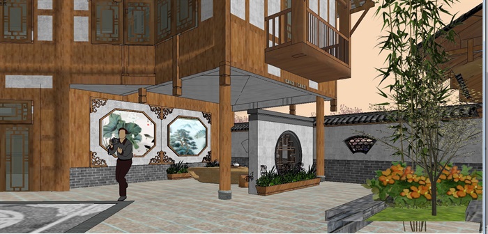 现代中式旅游服务区建筑方案ＳＵ模型(4)