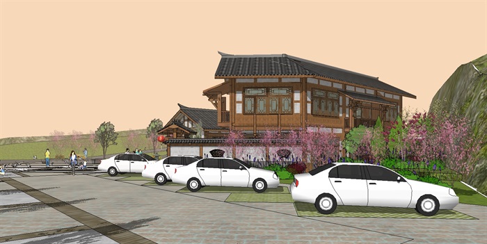 现代中式旅游服务区建筑方案ＳＵ模型(11)