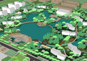 现代市民广场公园景观方案SU(草图大师)模型