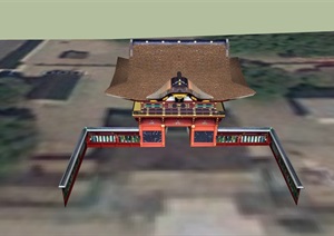 日本多层寺庙古建筑SU(草图大师)模型