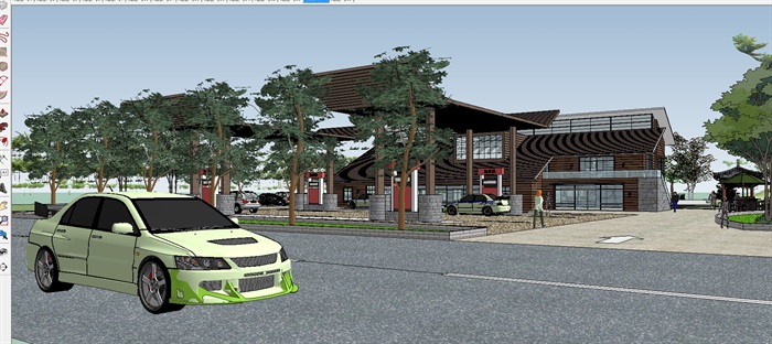 一个现代加油站建筑方案ＳＵ模型(4)