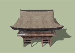 日本古建多层寺庙设计SU(草图大师)模型
