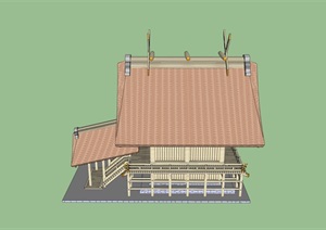 日本多层寺庙古建设计SU(草图大师)模型