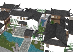 古典中式园林别墅建筑ＳＵ模型