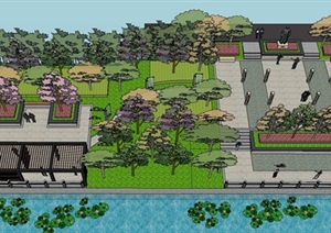 一个新中式名人公园景观方案ＳＵ模型