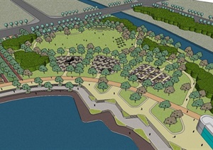 现代滨湖公园景观规划方案SU(草图大师)模型