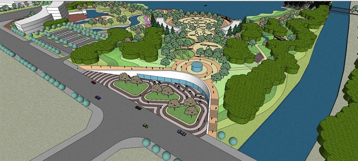 现代滨湖公园景观规划方案SU模型(4)
